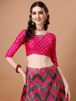 Thumbnail for Lorenvalley Fashion Black & Pink Semi-Stitched Lehenga & Unstitched Blouse With Dupatta - Distacart