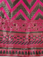 Thumbnail for Lorenvalley Fashion Black & Pink Semi-Stitched Lehenga & Unstitched Blouse With Dupatta - Distacart