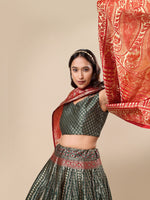Thumbnail for Lorenvalley Fashion Green Ready to Wear Lehenga & Unstitched Blouse With Dupatta - Distacart