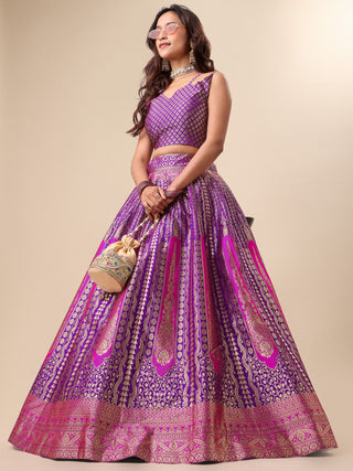 Lorenvalley Fashion Purple Ready to Wear Lehenga & Unstitched Blouse With Dupatta - Distacart