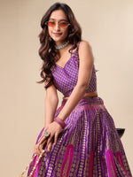 Thumbnail for Lorenvalley Fashion Purple Ready to Wear Lehenga & Unstitched Blouse With Dupatta - Distacart