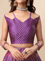 Thumbnail for Lorenvalley Fashion Purple Ready to Wear Lehenga & Unstitched Blouse With Dupatta - Distacart