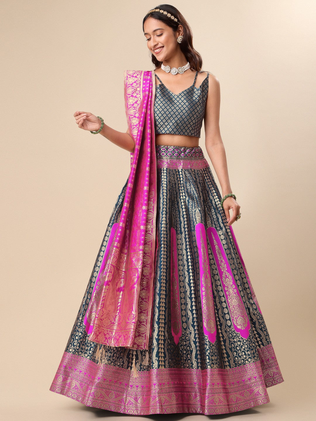 Lorenvalley Fashion Rama Ready to Wear Lehenga & Unstitched Blouse With Dupatta - Distacart