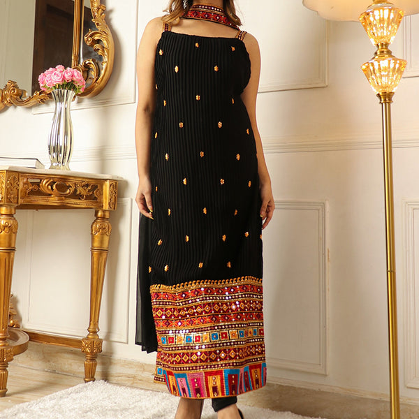 Kalini Floral Embroidered Regular Kurta With Trousers & Dupatta - Distacart