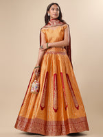 Thumbnail for Lorenvalley Fashion Orange Ready to Wear Lehenga & Unstitched Blouse With Dupatta - Distacart