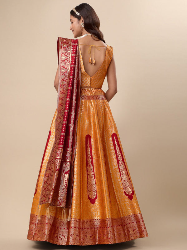 Lorenvalley Fashion Orange Ready to Wear Lehenga & Unstitched Blouse With Dupatta - Distacart
