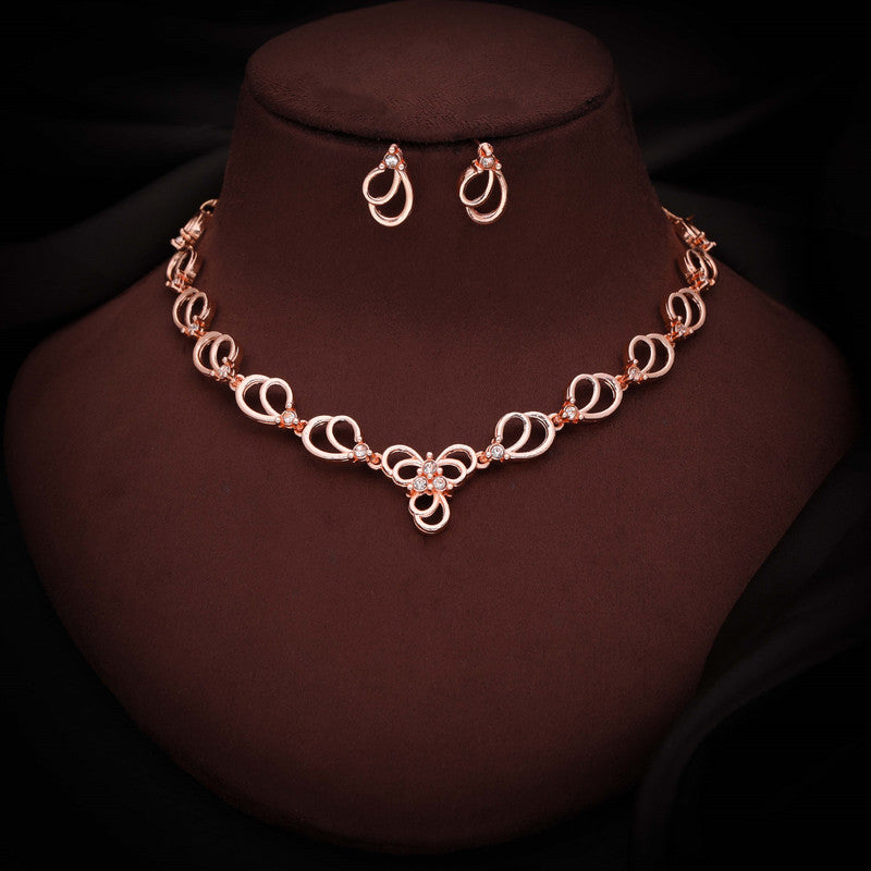 Tehzeeb Creationss Gold-Polished Choker White Stone Necklace With Stud Earrings - Distacart