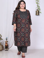 Thumbnail for Swasti Plus Size Floral Printed Pure Cotton Kurta With Trousers & Dupatta