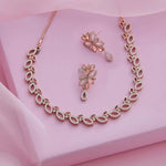 Thumbnail for Tehzeeb Creationss Rose Gold-Polished Necklace With Stud - Distacart