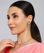 Thumbnail for Tehzeeb Creationss Rose Gold-Polished Necklace With Stud - Distacart