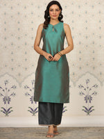 Thumbnail for Ode by House of Pataudi Keyhole Neck Kurta With Palazzos - Distacart