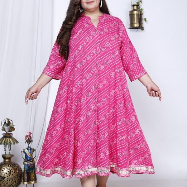 Swasti Plus Size Ethnic Motifs Printed A-Line Midi Ethnic Dress - Distacart