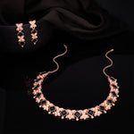 Thumbnail for Tehzeeb Creations Rose Gold-Polished Black Choker Necklace With Dangle Earrings - Distacart