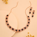 Thumbnail for Tehzeeb Creations Rose Gold-Polished Black Choker Necklace With Dangle Earrings - Distacart