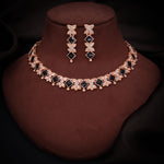 Thumbnail for Tehzeeb Creations Rose Gold-Polished Black Choker Necklace With Dangle Earrings - Distacart