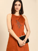 Thumbnail for All About You Women Orange Floral Print Embroidered Regular Kurta with Trousers - Distacart