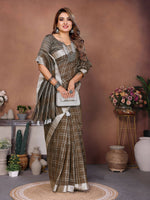 Thumbnail for Aastha Fashion Light Brown Linen Weaving Saree - Distacart