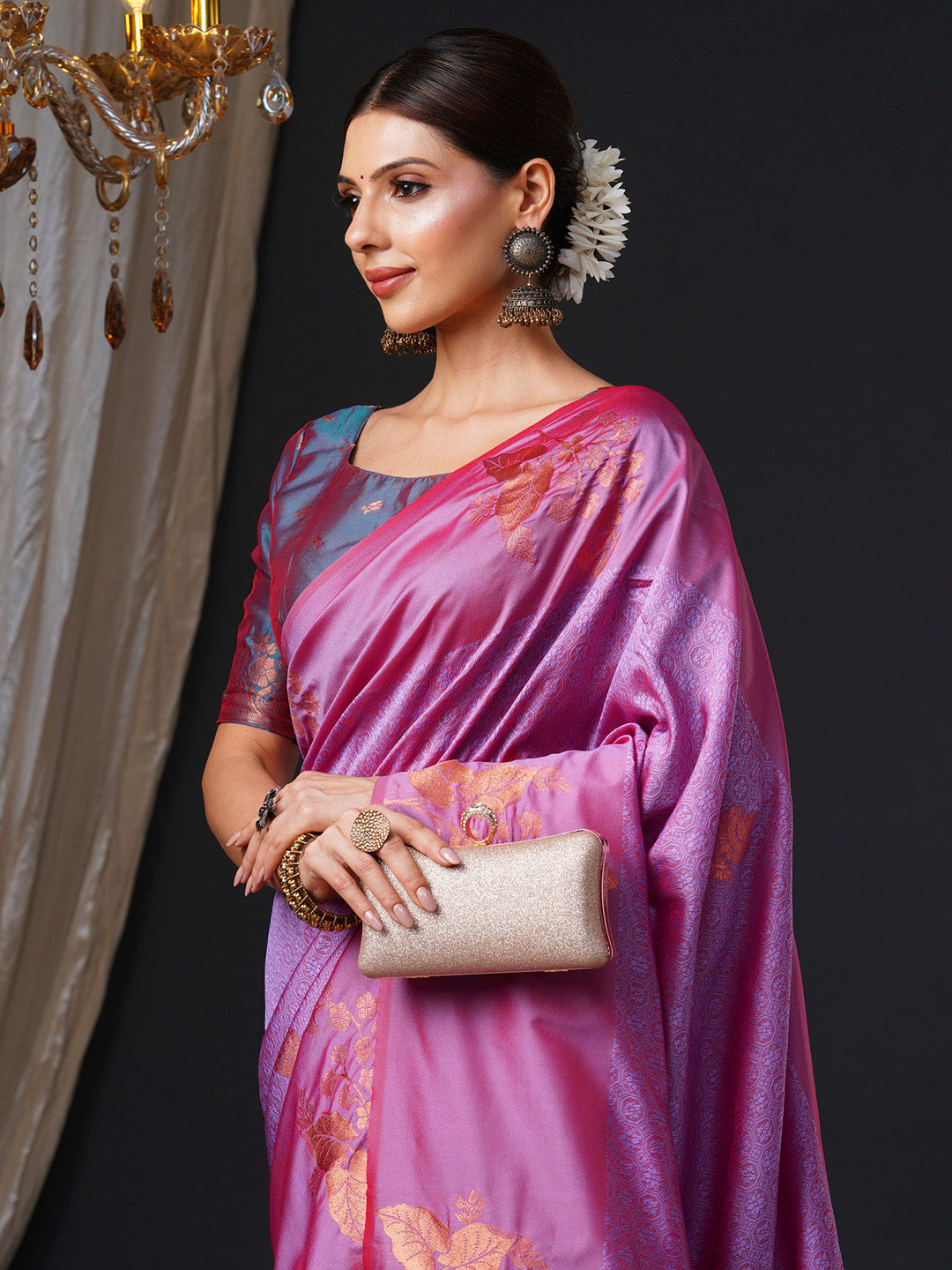 NOZ2TOZ Women's Silk Blend Teal blue Woven Design Designer Saree With Blouse Piece - Distacart