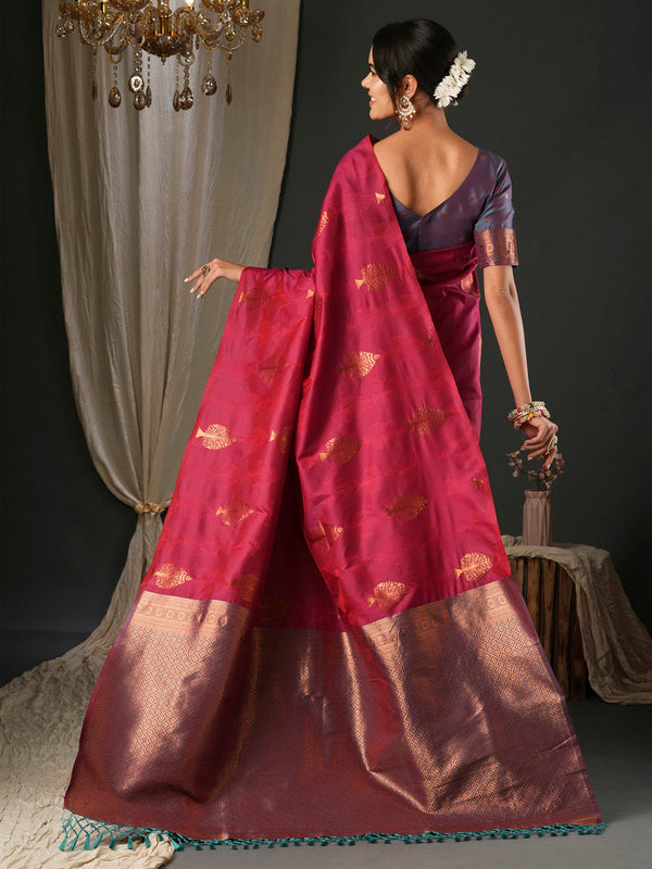 NOZ2TOZ Women's Silk Blend Teal blue Woven Design Designer Saree With Blouse Piece - Distacart