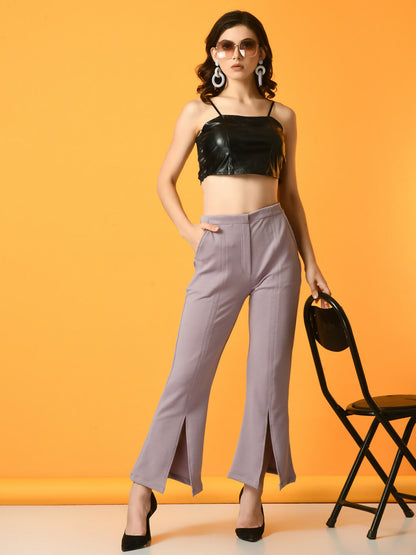 Myshka Women's Lavender Flared Party Trouser - Distacart