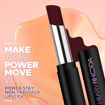 Hilary Rhoda Power Stay Non Transfer Lipstick - Burnt Maroon 17 - Distacart