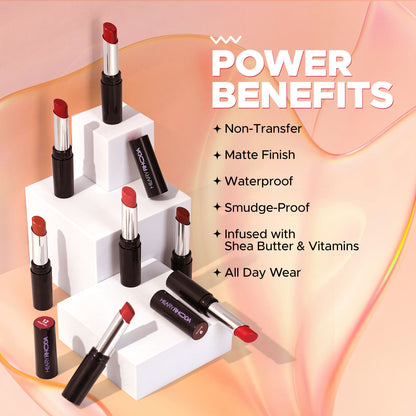 Hilary Rhoda Power Stay Non Transfer Lipstick - Burnt Maroon 17 - Distacart