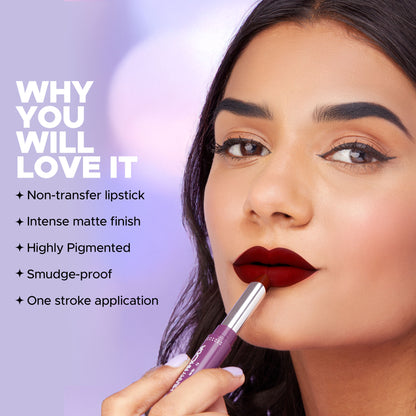 Hilary Rhoda Pro Matte Non-Transfer Waterproof Lipstick - Maroon 19 - Distacart