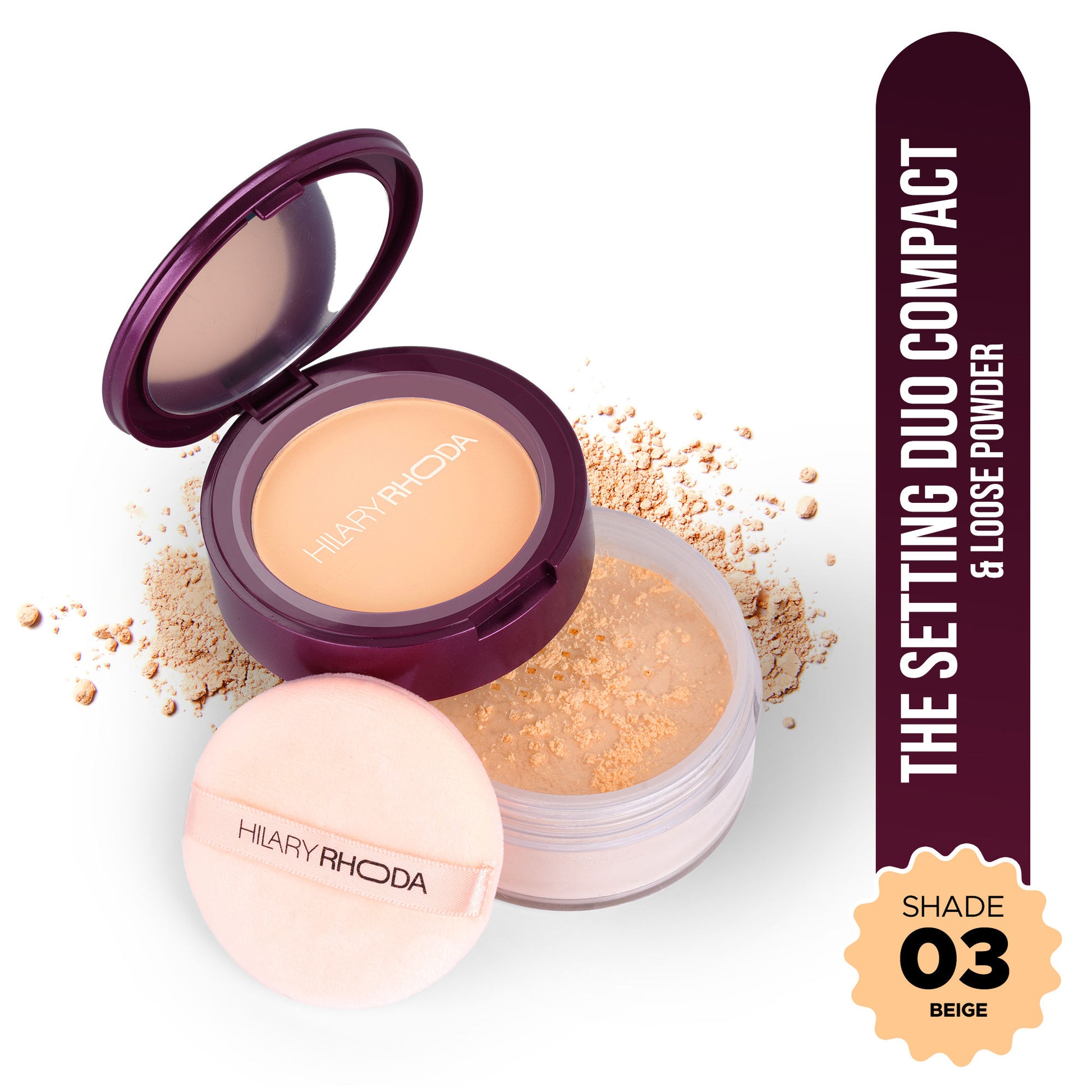 Hilary Rhoda The Setting Duo Matte Compact Powder - Beige 03