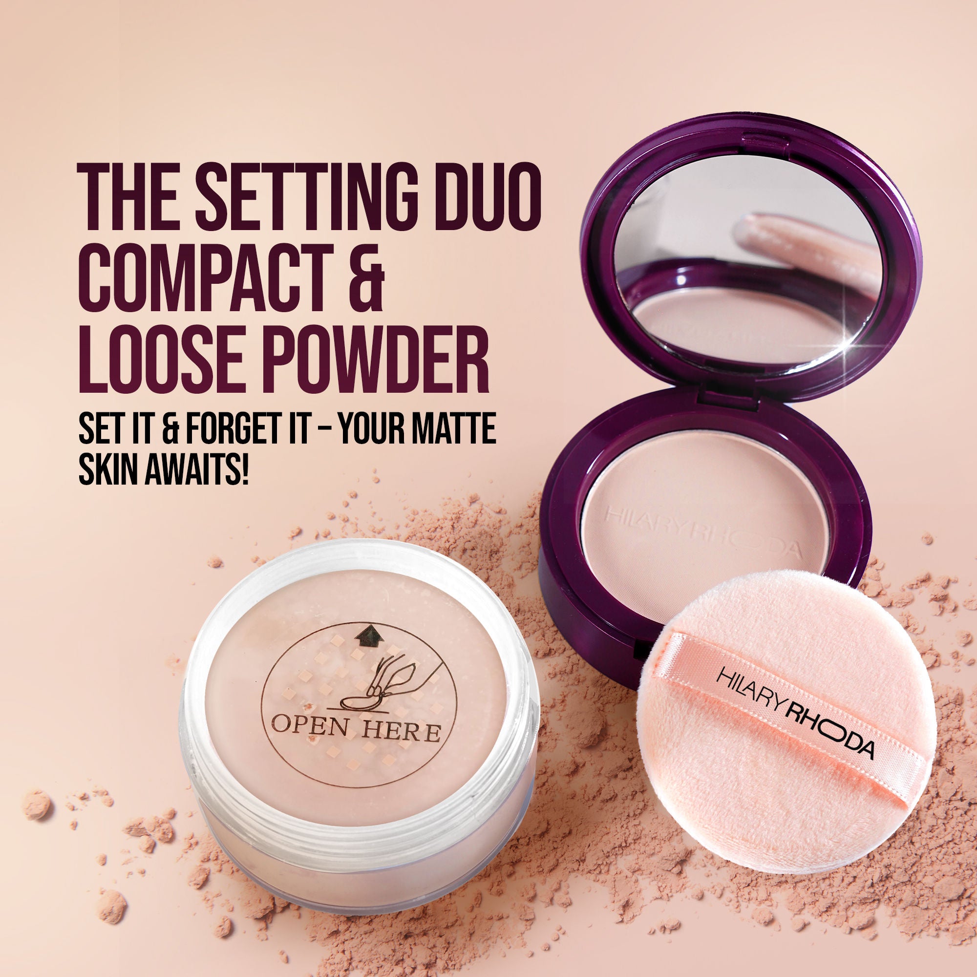 Hilary Rhoda The Setting Duo Matte Compact Powder - Beige 03 - Distacart