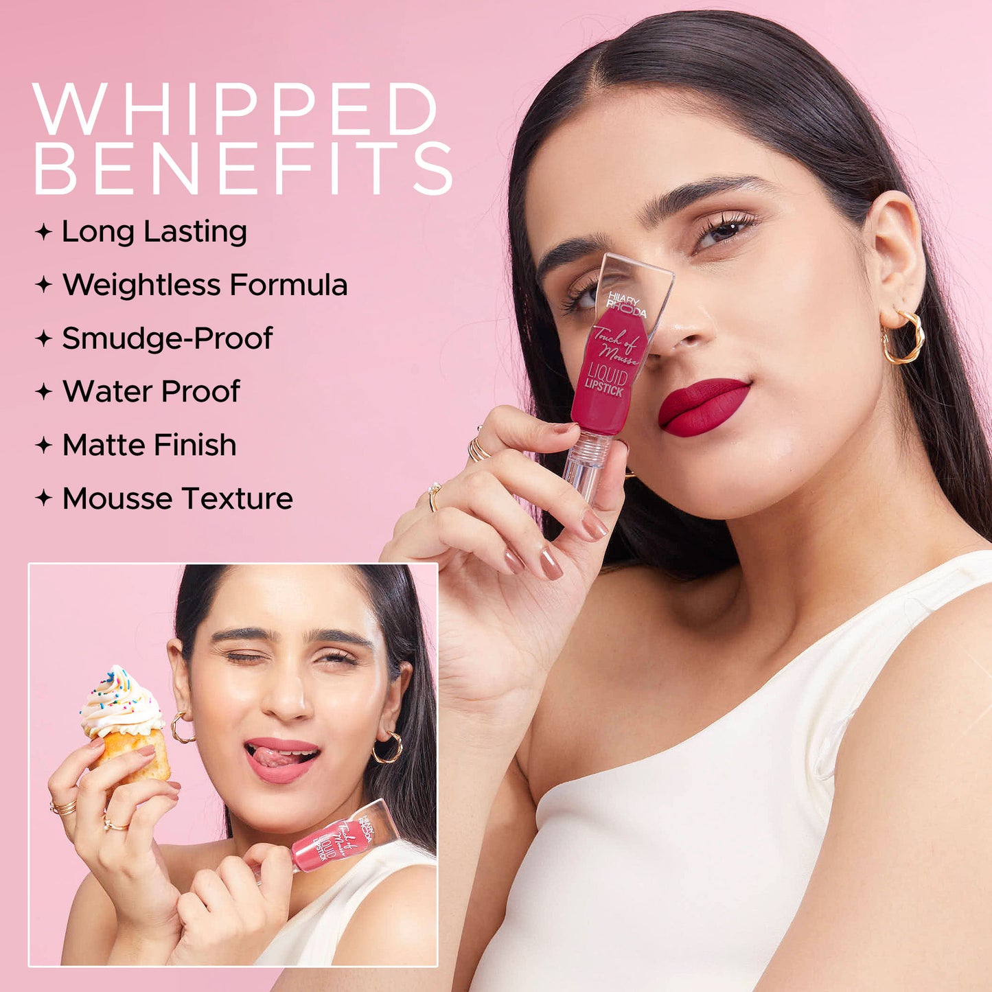 Hilary Rhoda Touch Of Mousse Waterproof Lipstick - Ruby Pink 08 - Distacart