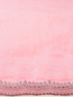 Thumbnail for Anouk Pink Sequinned Organza Saree With Embroidered Border - Distacart