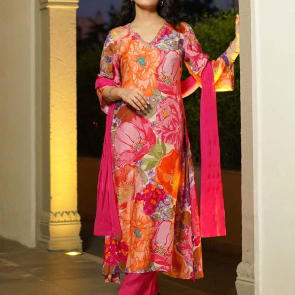 Kalini Women Floral Printed Regular Kurta with Trousers & With Dupatta - Distacart
