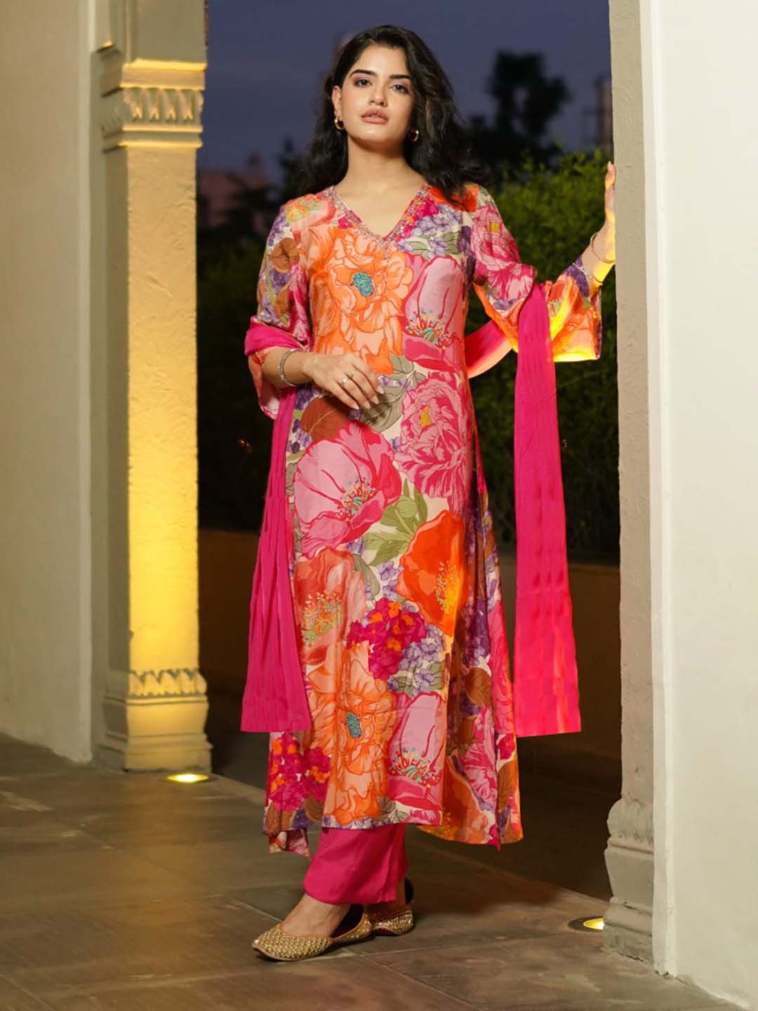 Kalini Women Floral Printed Regular Kurta with Trousers & With Dupatta - Distacart