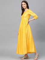 Thumbnail for AURELIA Women Yellow & Golden Printed Maxi Dress - Distacart