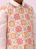 Thumbnail for Lil Drama Mishti White Kurta Pyjama and Jacket For Boys