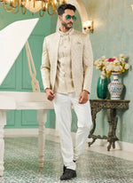 Thumbnail for Raivat Ethnic Art Silk Embroidery and Thread Work Jodhpuri in Beige Colour