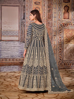 Thumbnail for Anaita Grey Embroidered Net Anarkali Suit - Distacart
