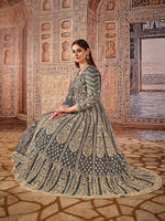 Thumbnail for Anaita Grey Embroidered Net Anarkali Suit - Distacart