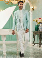 Thumbnail for Raivat Ethnic Art Silk Embroidery and Thread Work Jodhpuri in Pista Green Colour