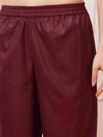 Thumbnail for Vishudh Burgundy Ethnic Motifs Yoke Design Thread Work Kurta with Palazzo & Dupatta