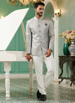 Thumbnail for Raivat Ethnic Art Silk Embroidery and Thread Work Jodhpuri in Light Grey Colour
