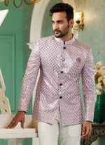 Thumbnail for Raivat Ethnic Art Silk Embroidery and Thread Work Jodhpuri in Onion Pink Colour