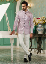 Thumbnail for Raivat Ethnic Art Silk Embroidery and Thread Work Jodhpuri in Onion Pink Colour