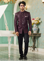 Thumbnail for Raivat Ethnic Art Silk Embroidery and Thread Work Jodhpuri in Wine Colour