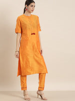 Thumbnail for All About You Women Orange Regular Kurta with Trousers & With Dupatta - Distacart