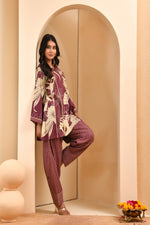 Thumbnail for Vaasva Women Brown Cotton Cord Set With Fashi Pant