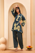 Thumbnail for Vaasva Women Cobalt Blue Cotton Cord Set With Fashi Pant