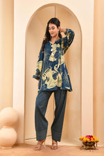 Thumbnail for Vaasva Women Cobalt Blue Cotton Cord Set With Fashi Pant