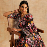 Thumbnail for Teeya Creation Black Color Georgette Embroidery Work Saree - Distacart