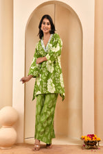 Thumbnail for Vaasva Women Green Cotton Cord Set With Printed Pants